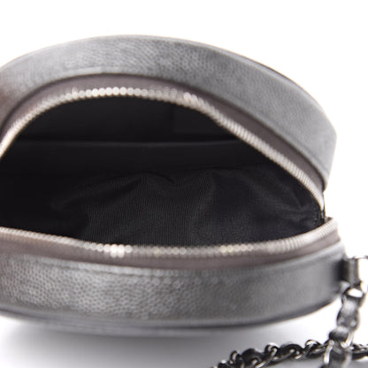 Chanel Metallic Caviar Quilted Round Filigree Crossbody Dark Silver 5 of 10