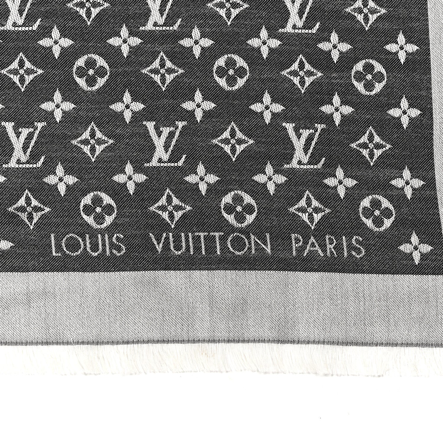 Louis Vuitton Silk Wool Monogram Denim Shawl Black 2 of 5