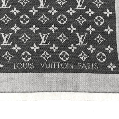 Louis Vuitton Silk Wool Monogram Denim Shawl Black 2 of 5
