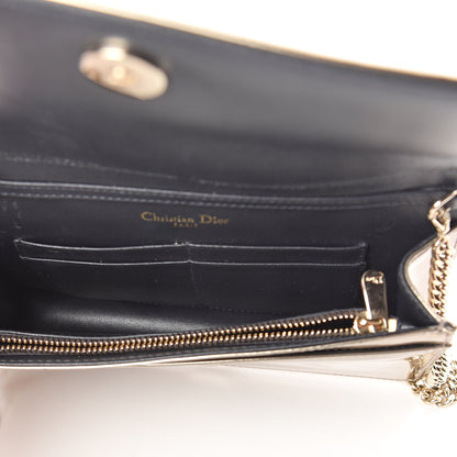 Christian Dior Metallic Patent Micro-Cannage Diorama Wallet on Chain Pouch Gold 4 of 9
