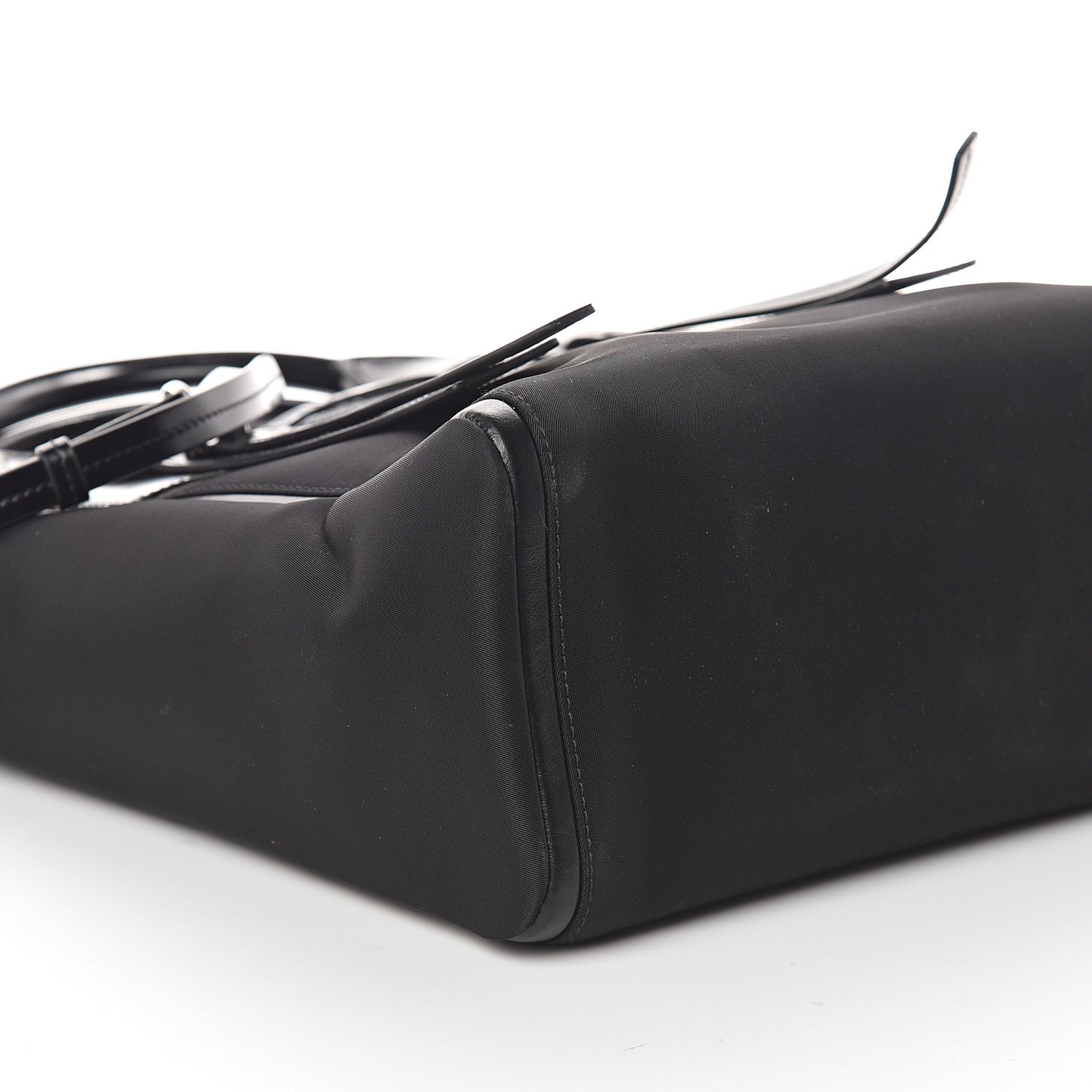 Tessuto Nylon Spazzolato Small Ouverture Top Handle Bag Black