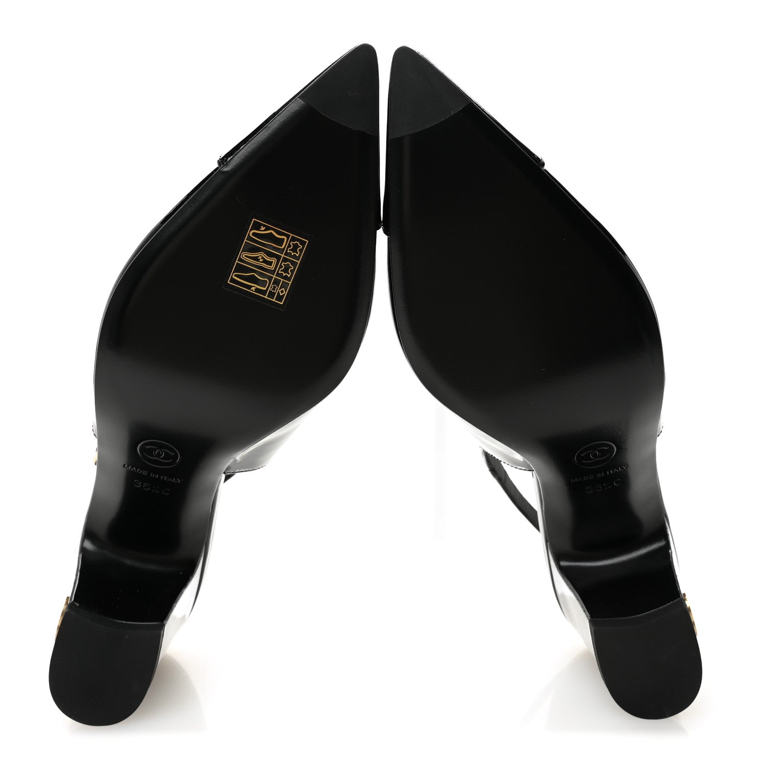 Chanel Patent Calfskin Cap Toe CC Slingback Pumps 36.5 Black