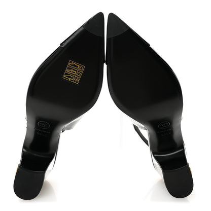 Chanel Patent Calfskin Cap Toe CC Slingback Pumps 36.5 Black 6 of 10