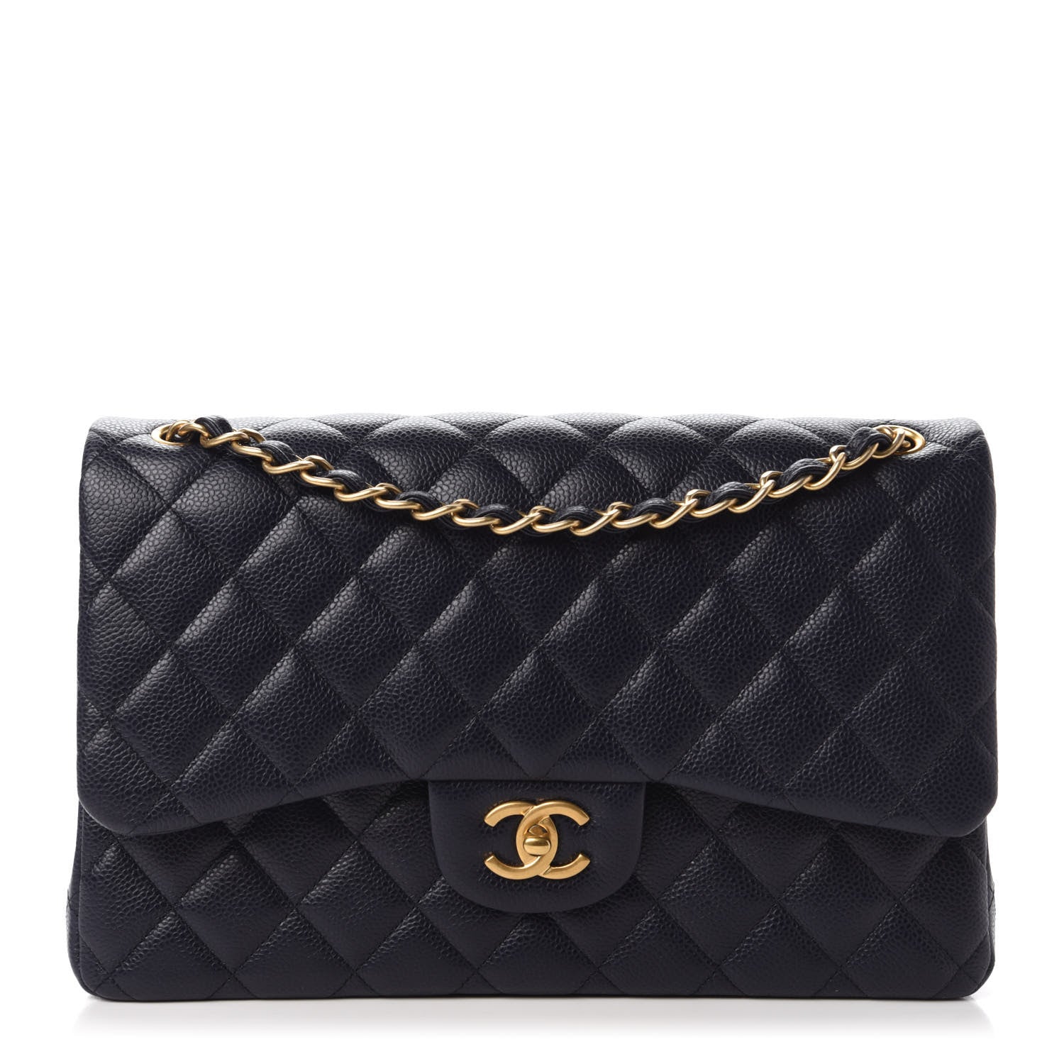 Chanel Caviar Quilted Jumbo Double Flap Navy Blue 1 of 10