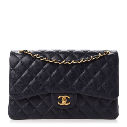 Chanel Caviar Quilted Jumbo Double Flap Navy Blue 1 of 10