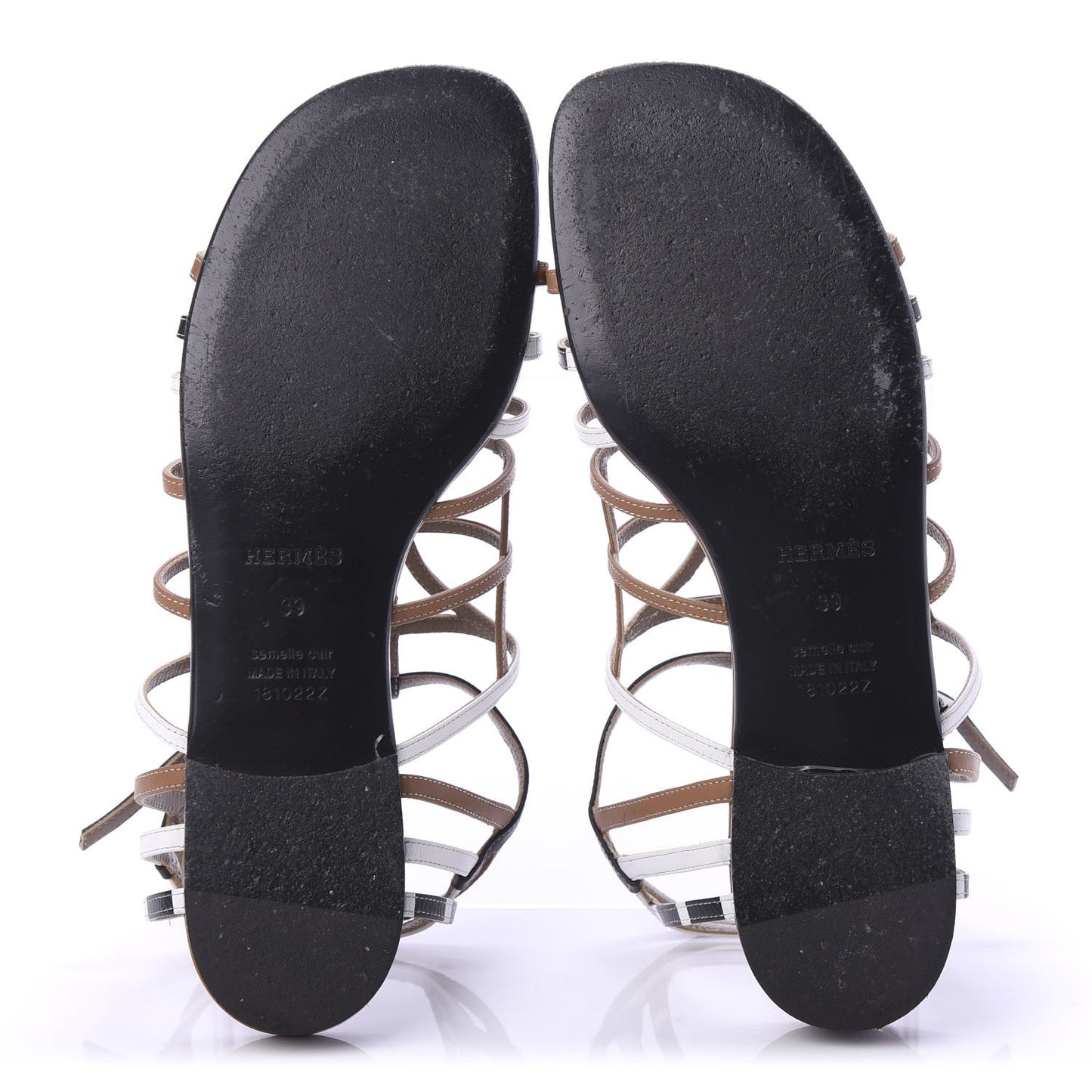 Calfskin Rapido Sandals 39 Palissandre White Black