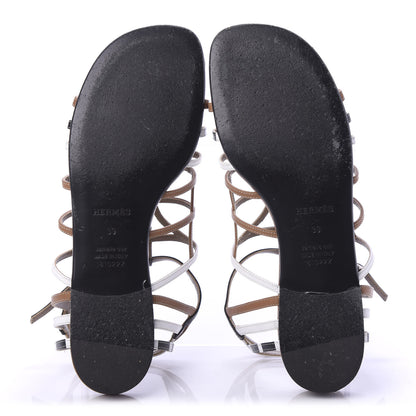 Hermes Calfskin Rapido Sandals 39 Palissandre White Black 5 of 7