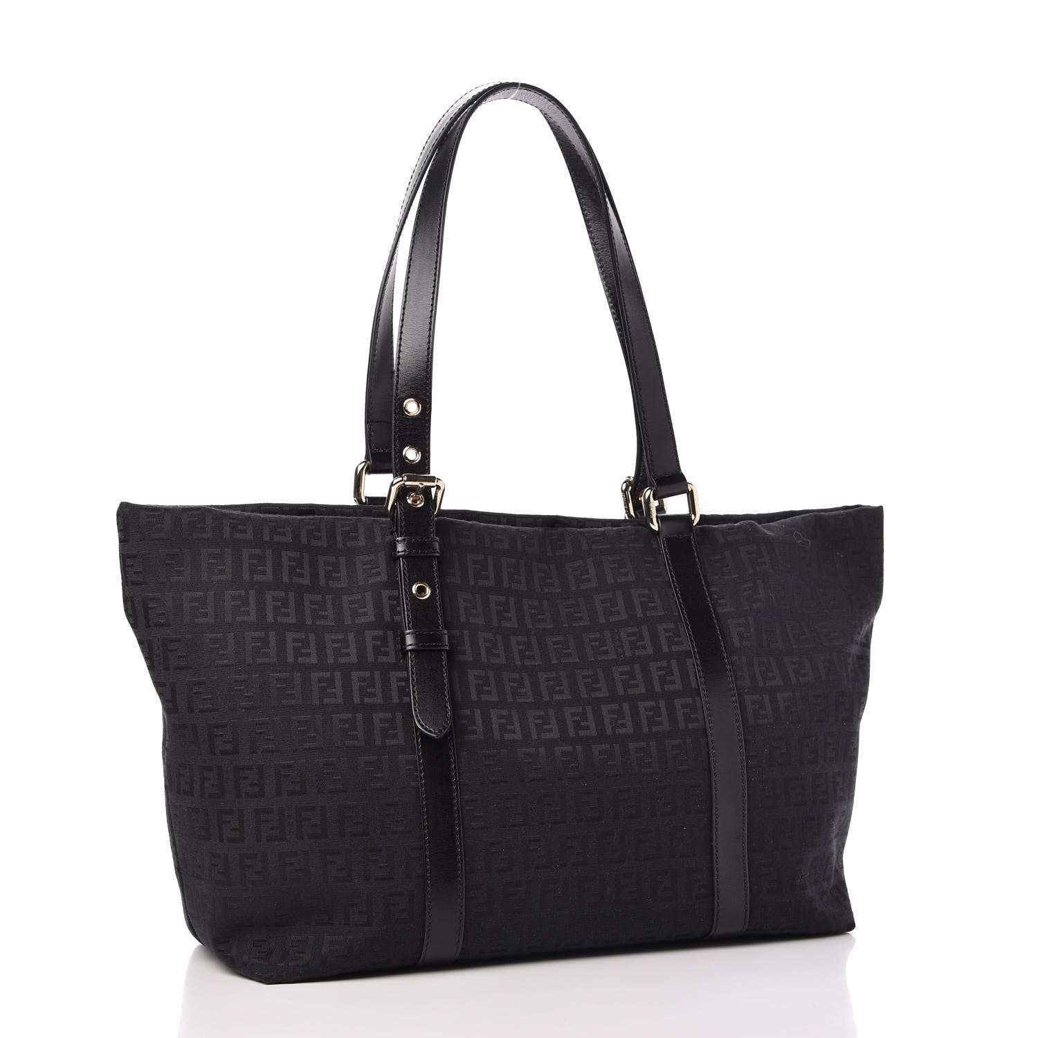Fendi Zucchino Large Charm Shopping Tote Black 3 of 11