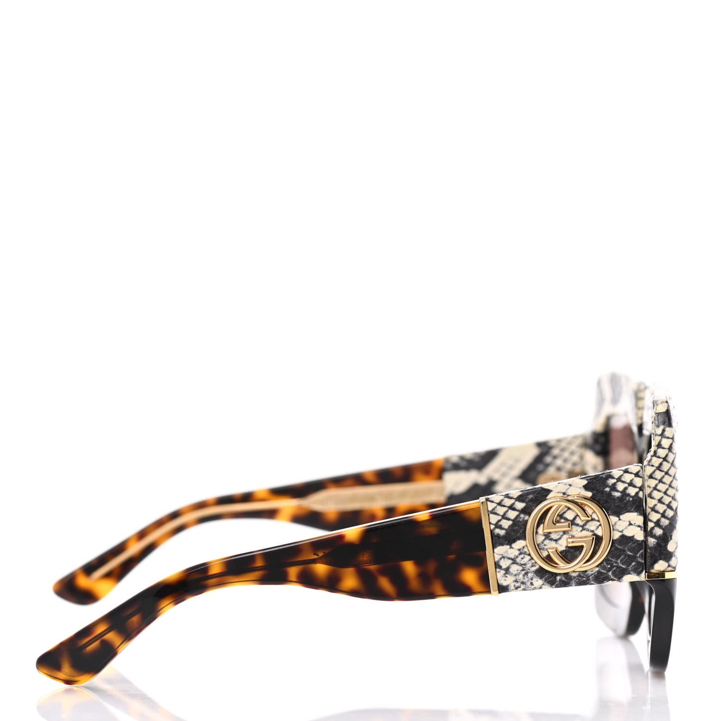Snakeskin Acetate Square Sunglasses GG0484S Havana