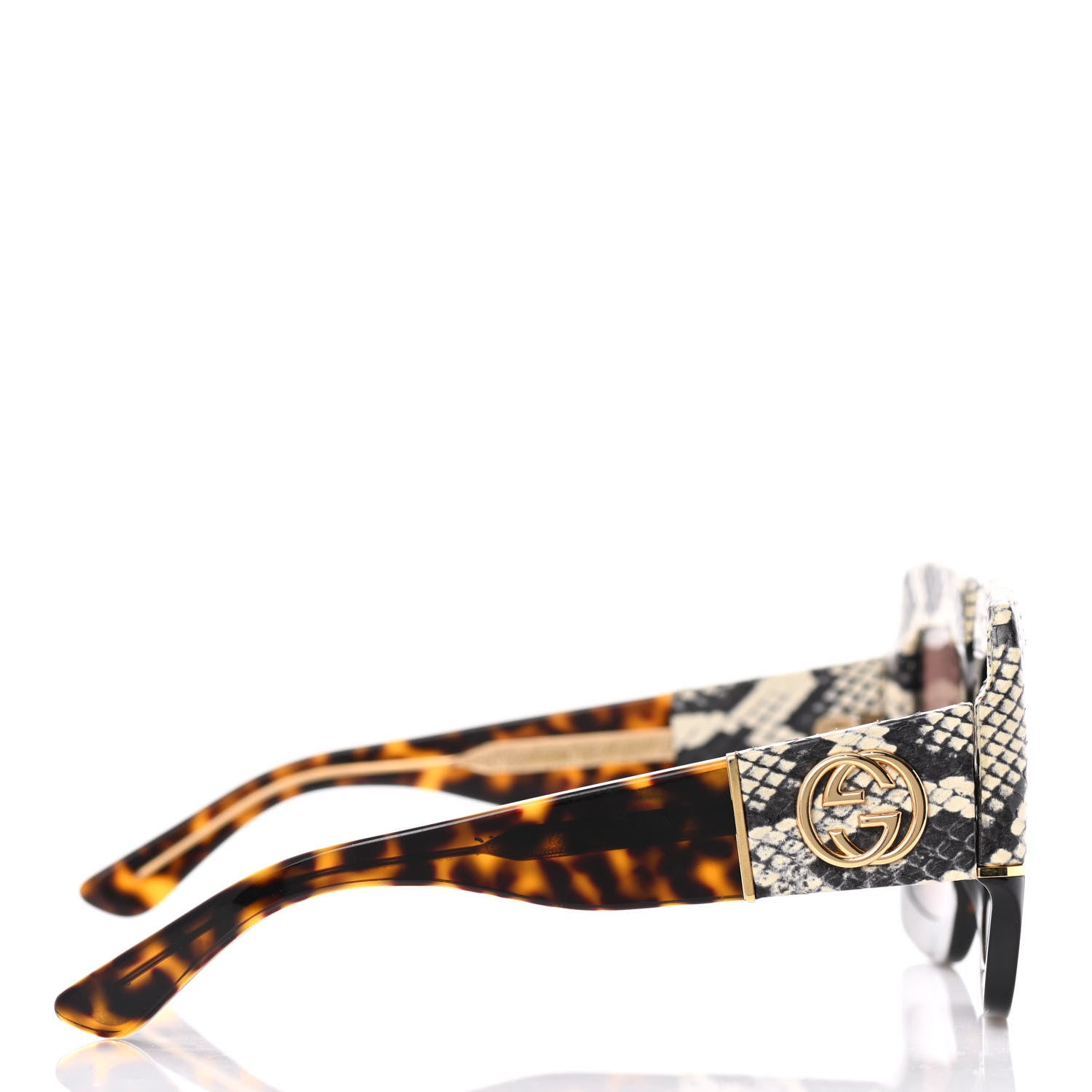 Gucci Snakeskin Acetate Square Sunglasses GG0484S Havana 3 of 9