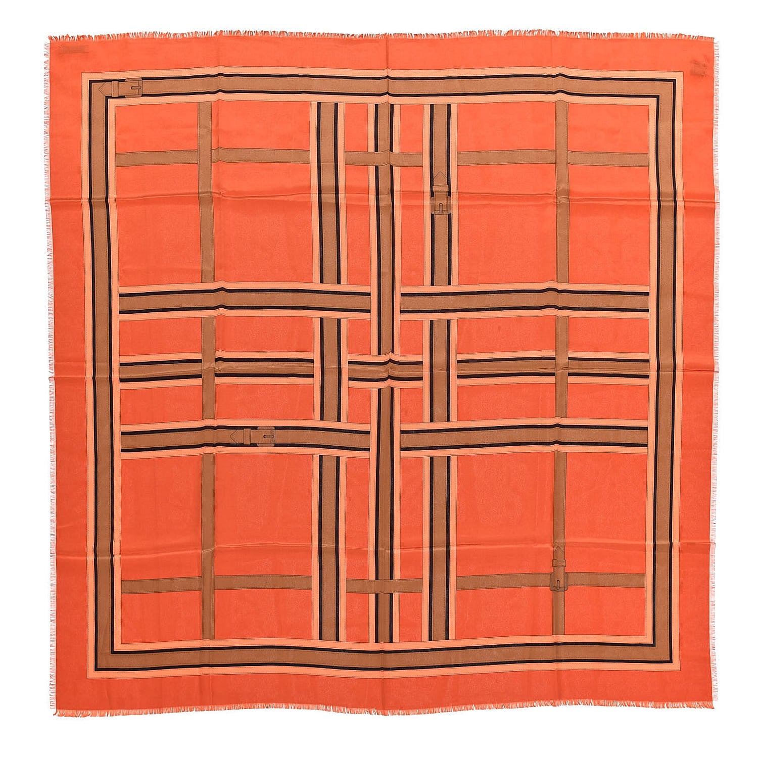 Burberry Silk Buckle Print Square Scarf Orange 1 of 3
