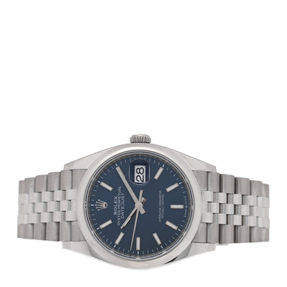 Rolex Stainless Steel 36mm Oyster Perpetual Datejust Watch Bright Blue 126200 2 of 5
