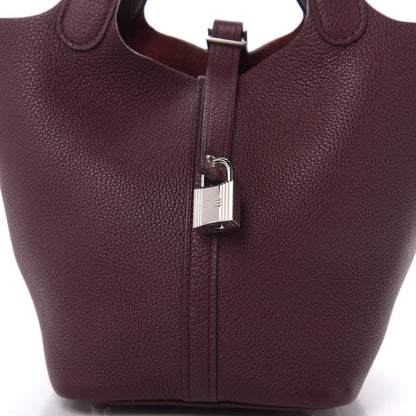 Hermes Taurillon Clemence Picotin Lock 18 PM Bordeaux 7 of 11