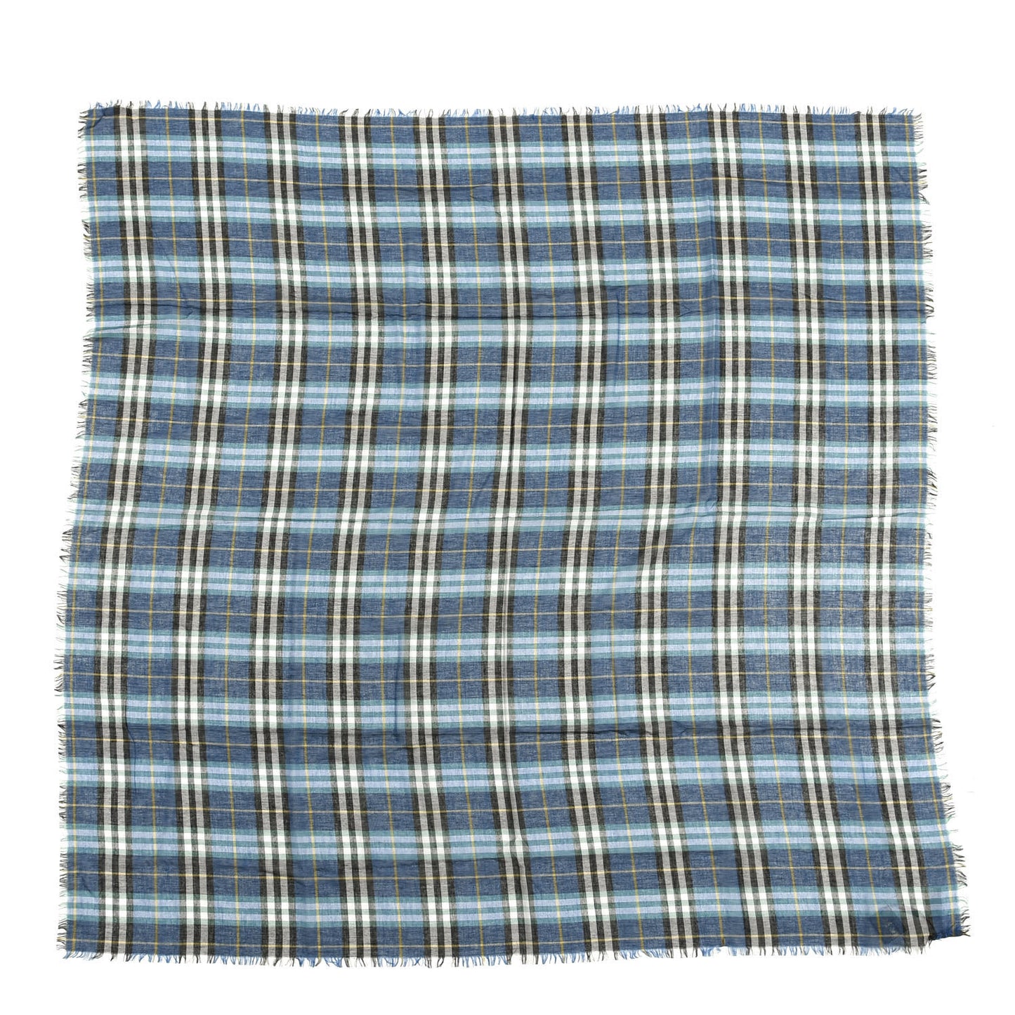 Modal Wool Vintage Check Square Scarf Blue