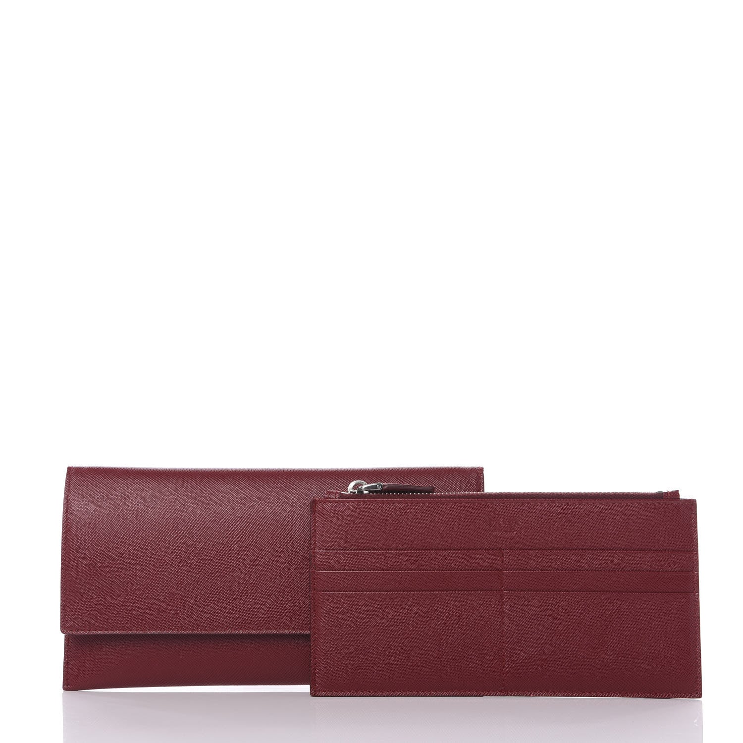 Prada Saffiano Continental Flap Wallet Granato 2 of 9