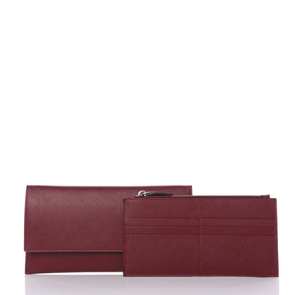 Prada Saffiano Continental Flap Wallet Granato 2 of 9