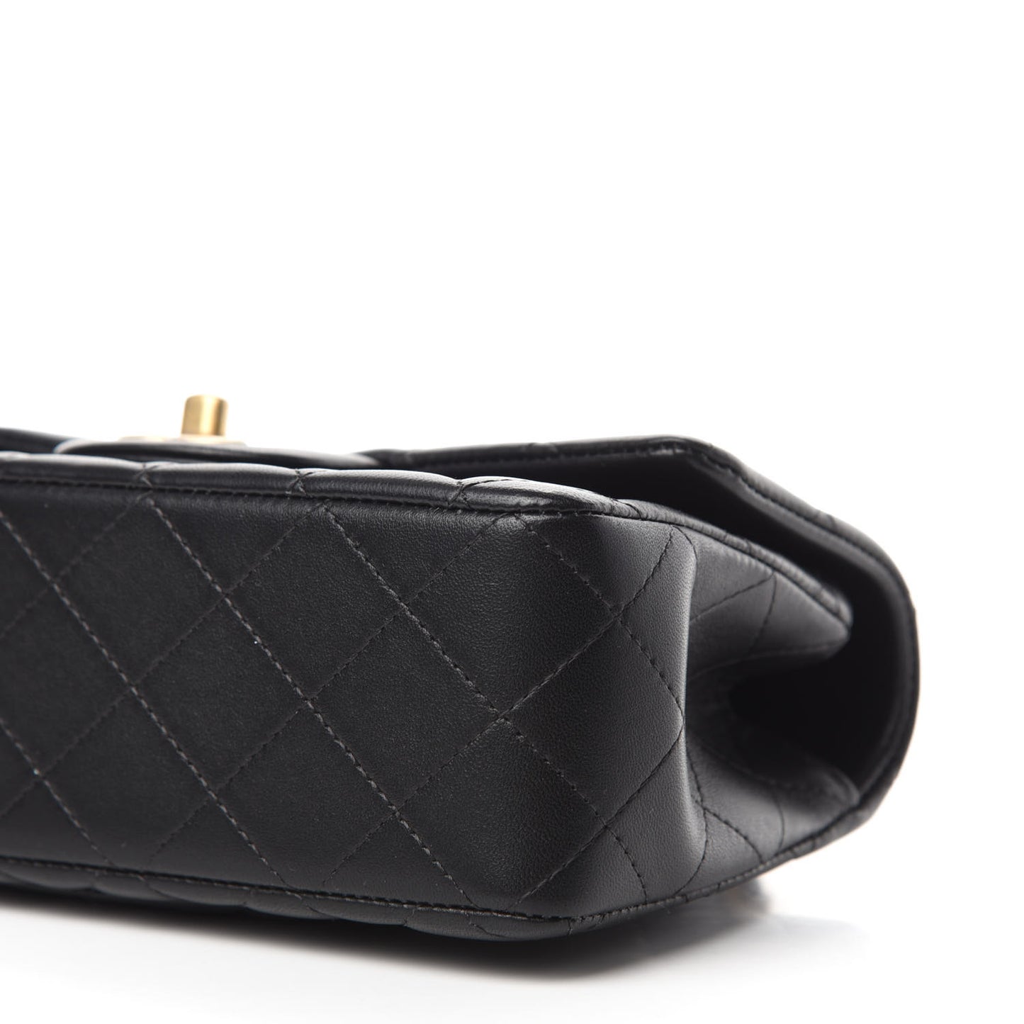 Lambskin Quilted Mini Top Handle Rectangular Flap Black