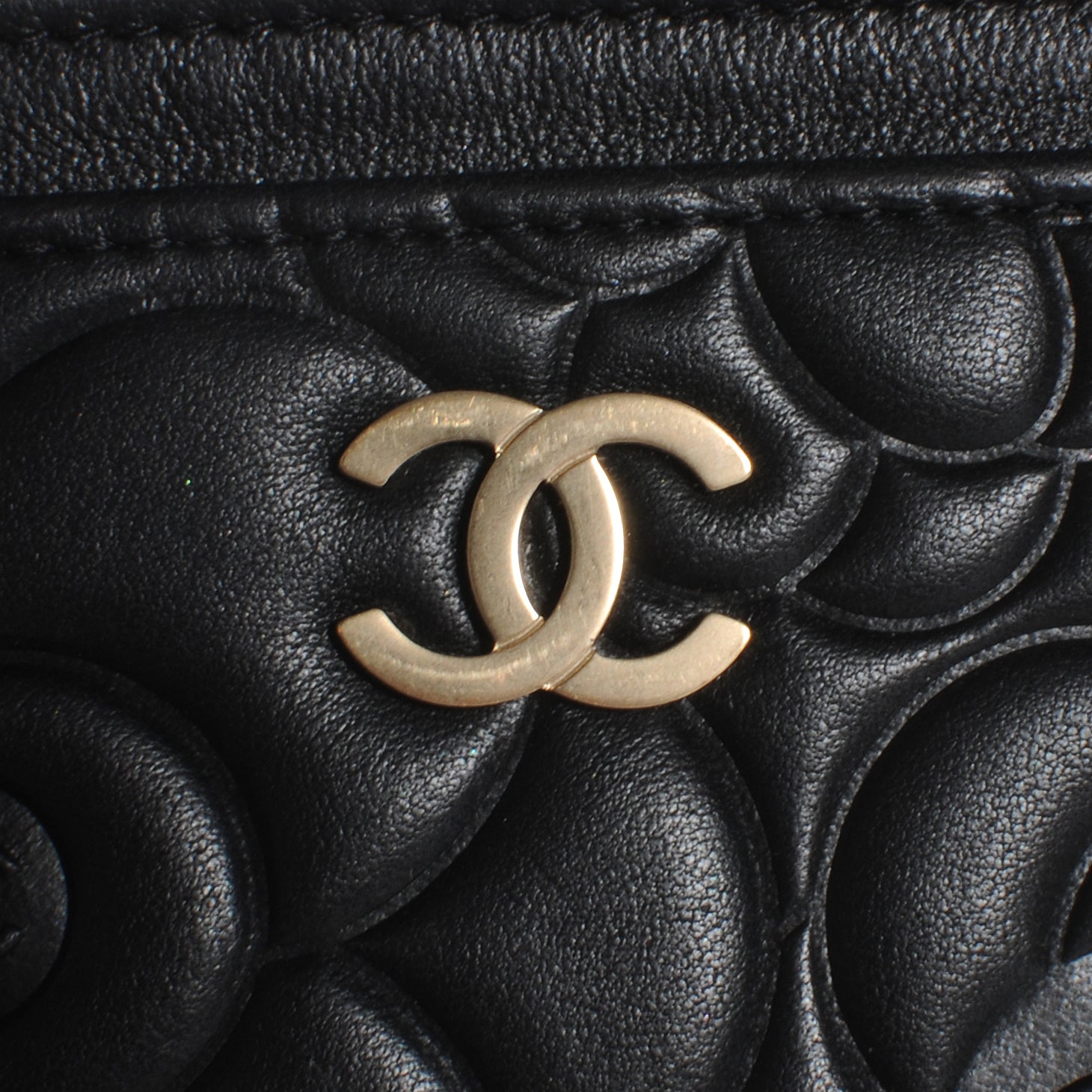 Chanel Lambskin Camellia Embossed Card Holder Black 4 of 8