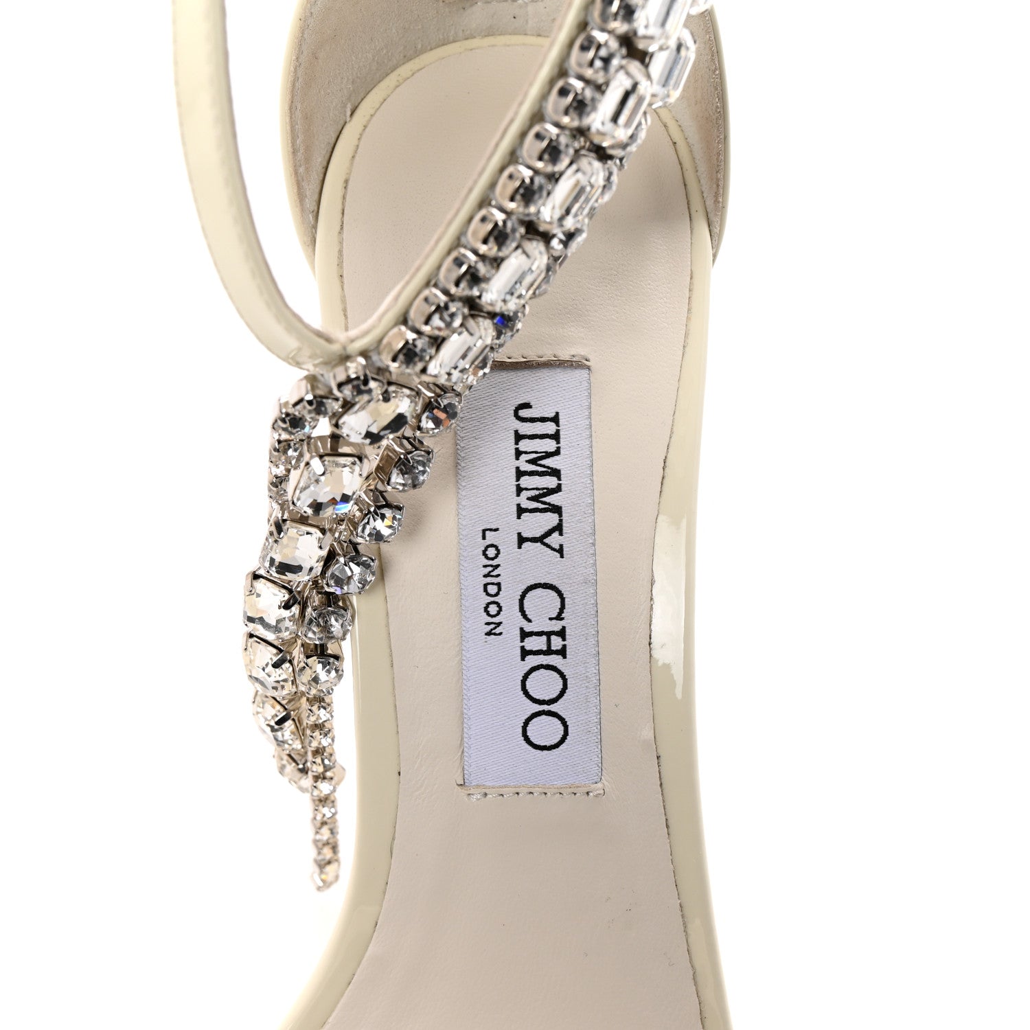 Jimmy Choo Patent Crystal Verity 100 Sandals 38.5 Latte 14 of 22