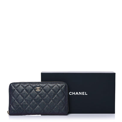 Chanel Iridescent Caviar Quilted Long Zip Around Wallet Black 14 of 14