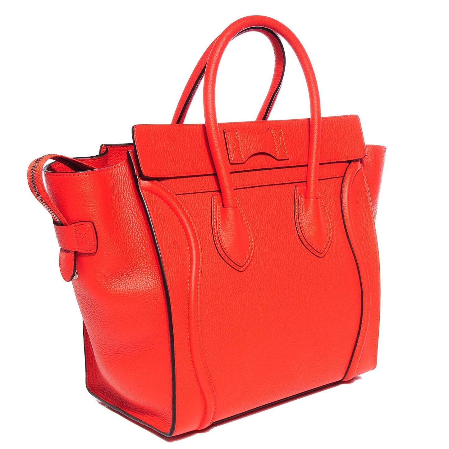 Drummed Calfskin Mini Luggage Vermillion