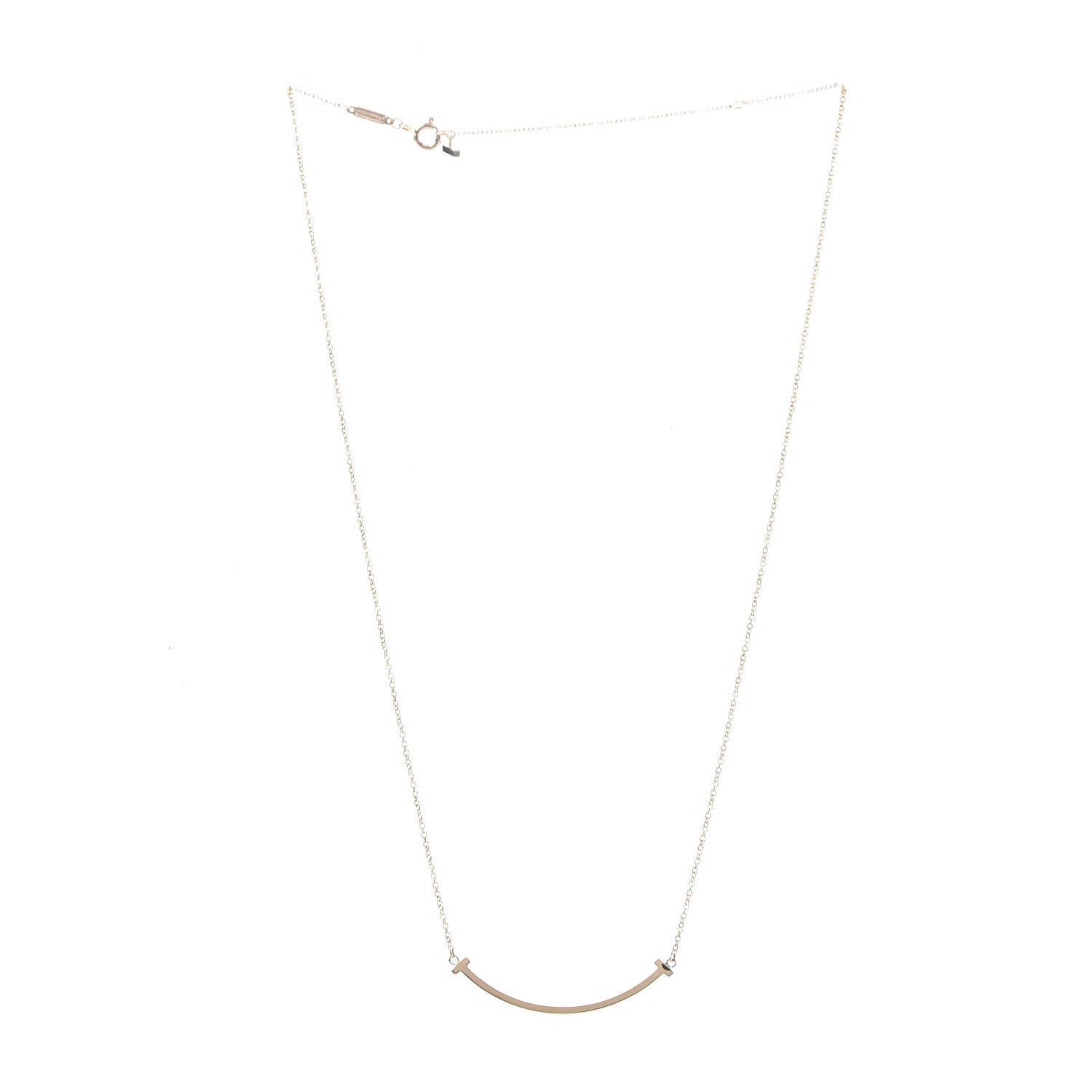 Tiffany 18K Yellow Gold Small T Smile Pendant Necklace 3 of 7