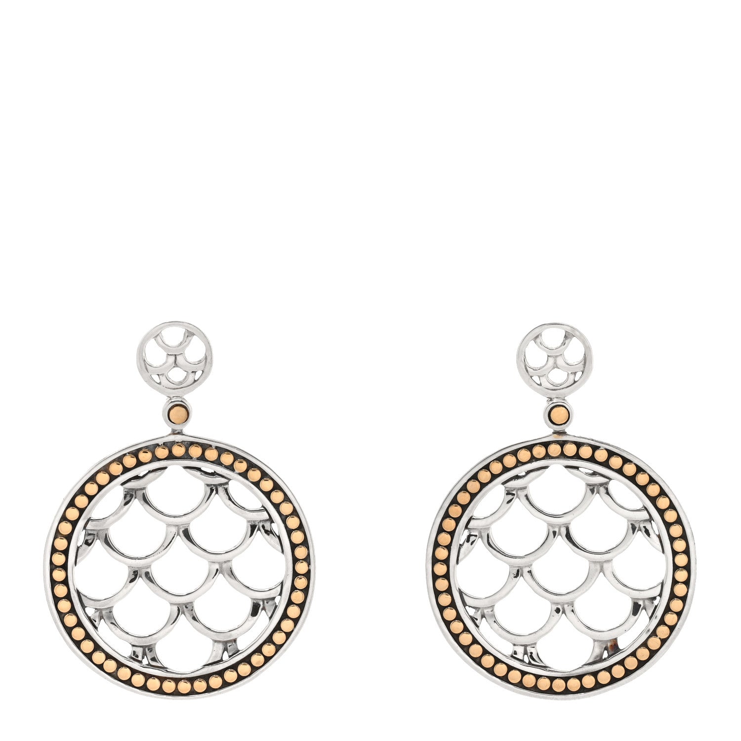 John Hardy Sterling Silver 18K Yellow Gold Legends Naga Round Drop Earrings 1 of 4