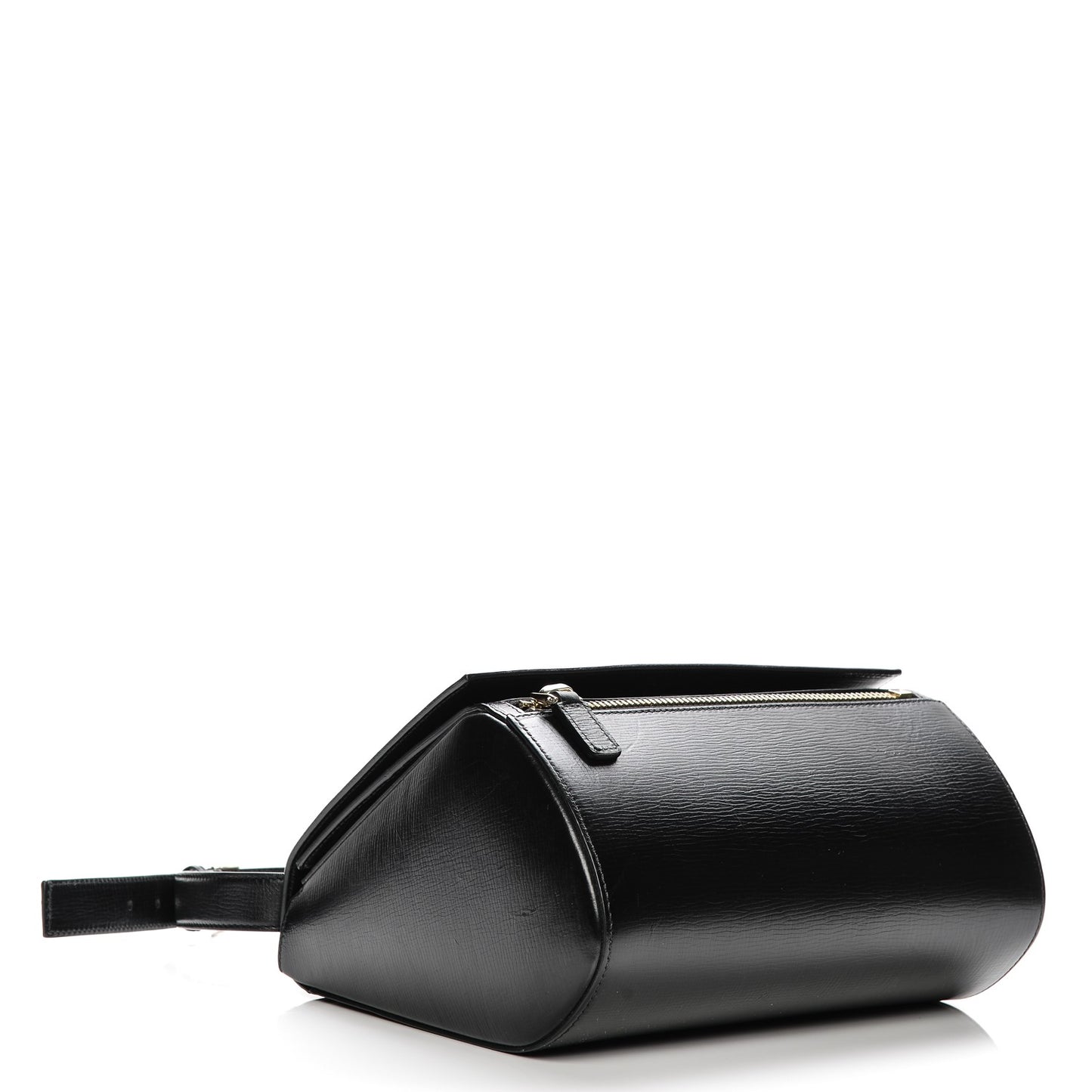 Textured Calfskin Medium Pandora Box Crossbody Bag Black