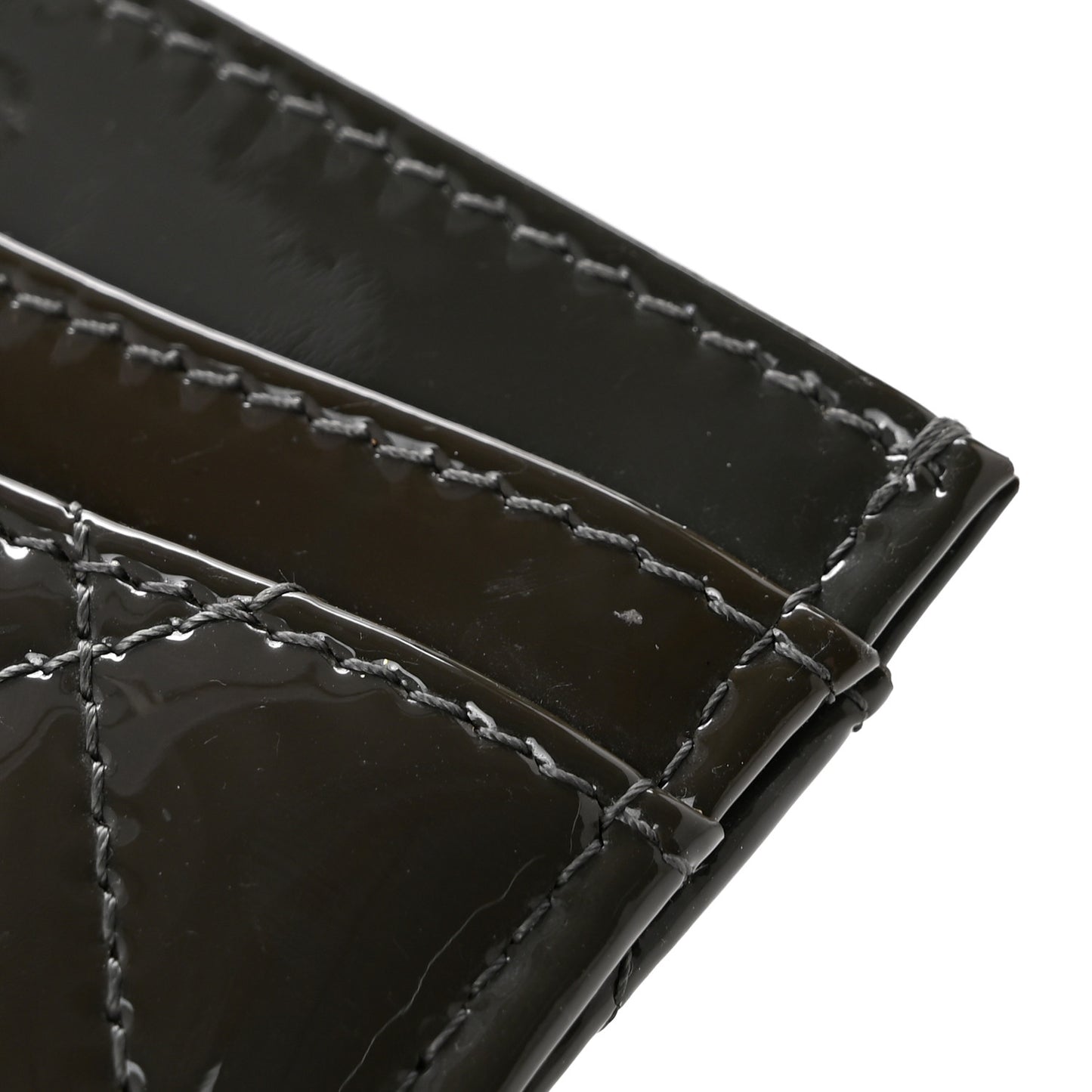 Patent Quilted Card Holder Dark Grey