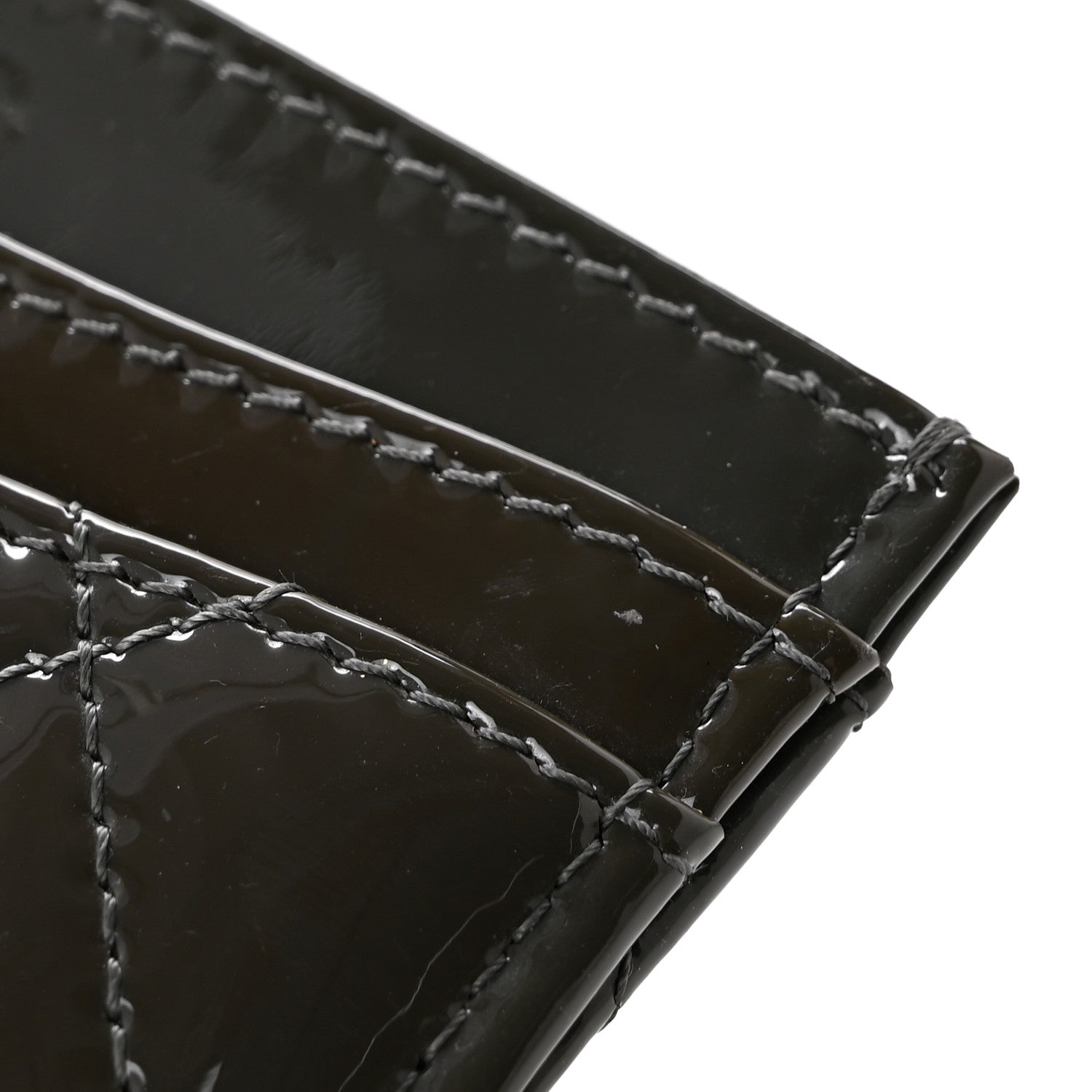 Chanel Patent Quilted Card Holder Dark Grey 10 of 11