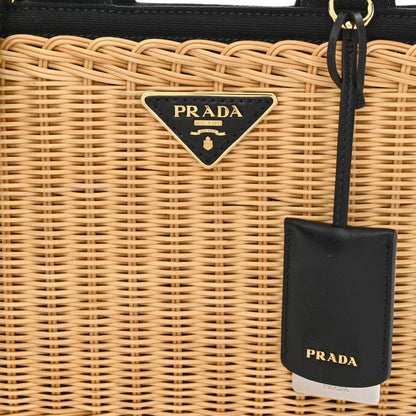 Prada Wicker Canvas Tote Naturale Black 9 of 11