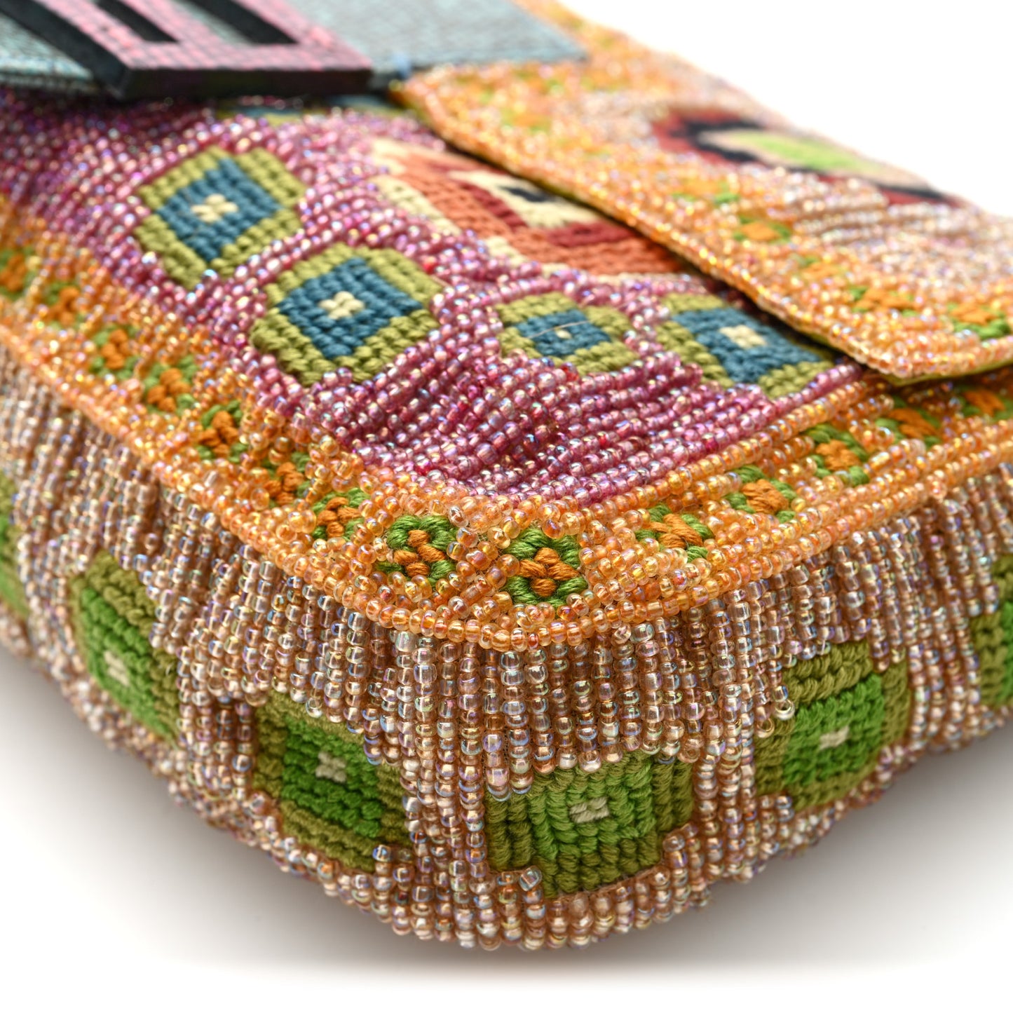 Wool Embroidered Beaded Lizard Baguette Multicolor