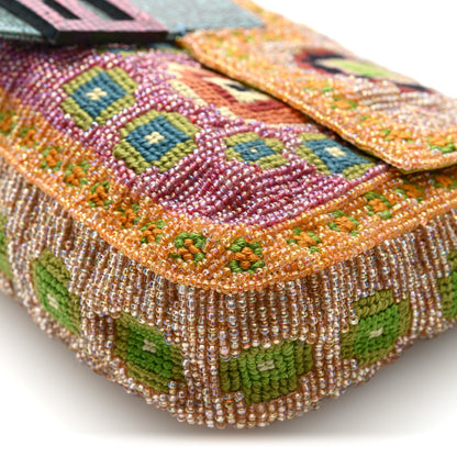 Fendi Wool Embroidered Beaded Lizard Baguette Multicolor 9 of 9
