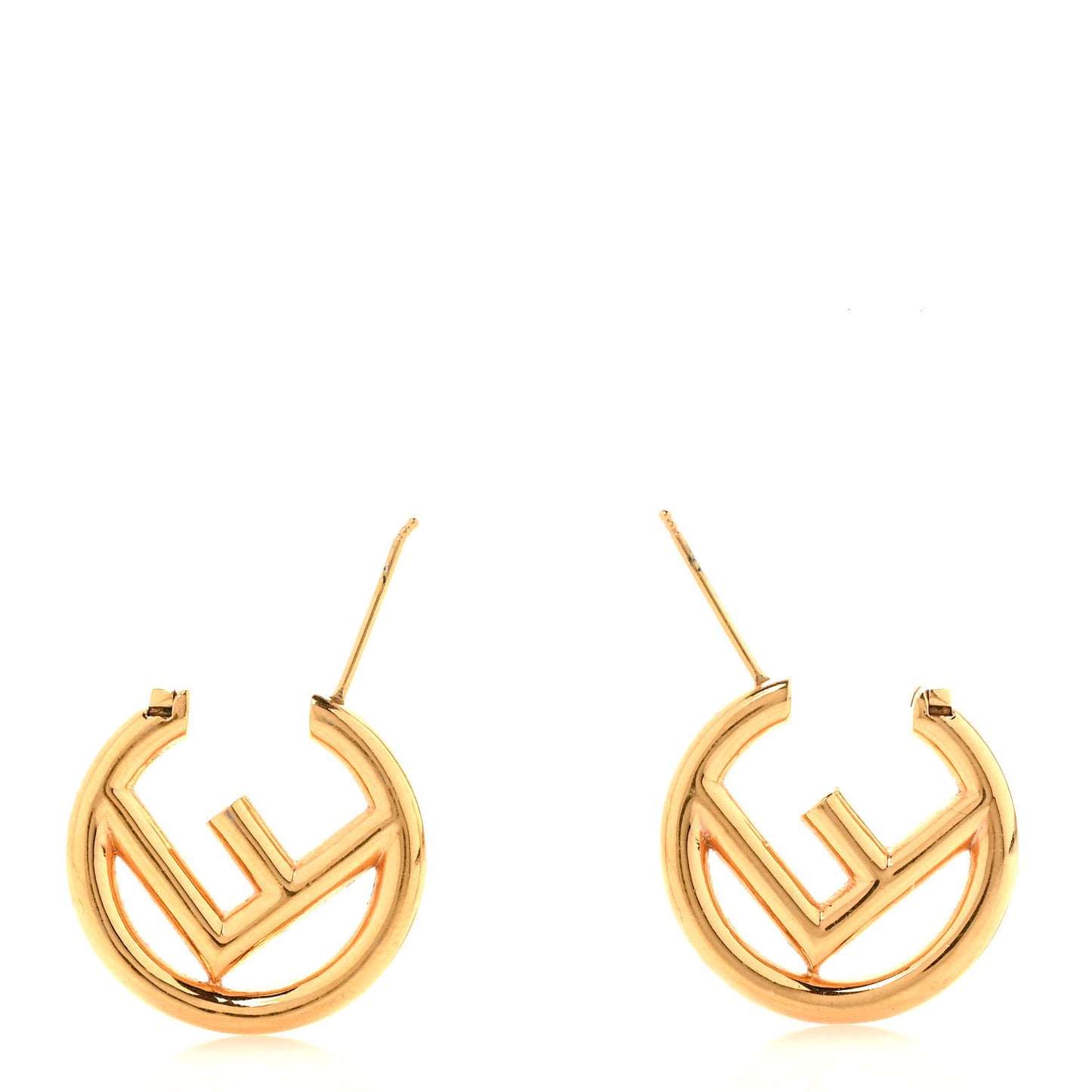 Metal FF Hoop Earrings Gold