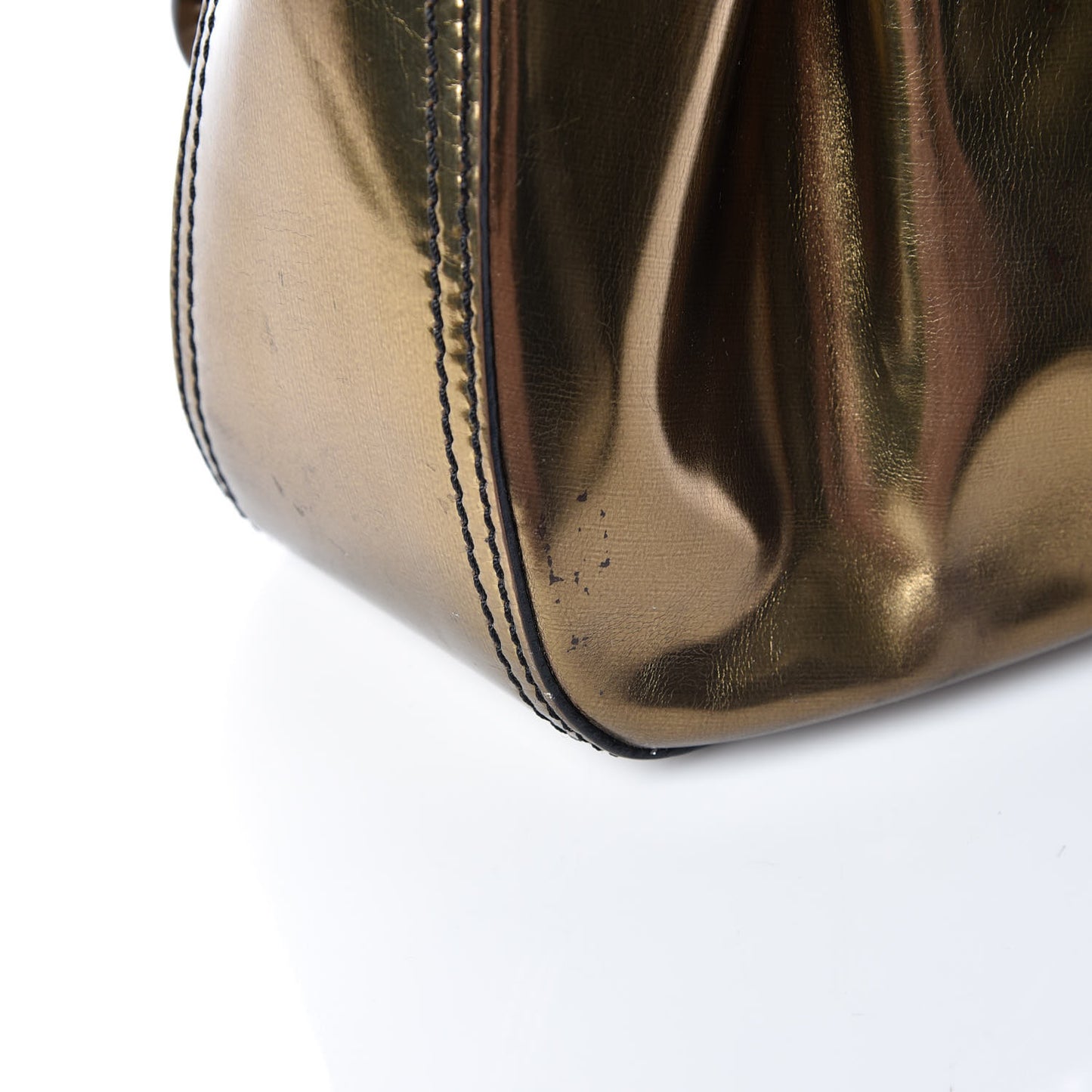 Patent Calfskin B Bag Gold