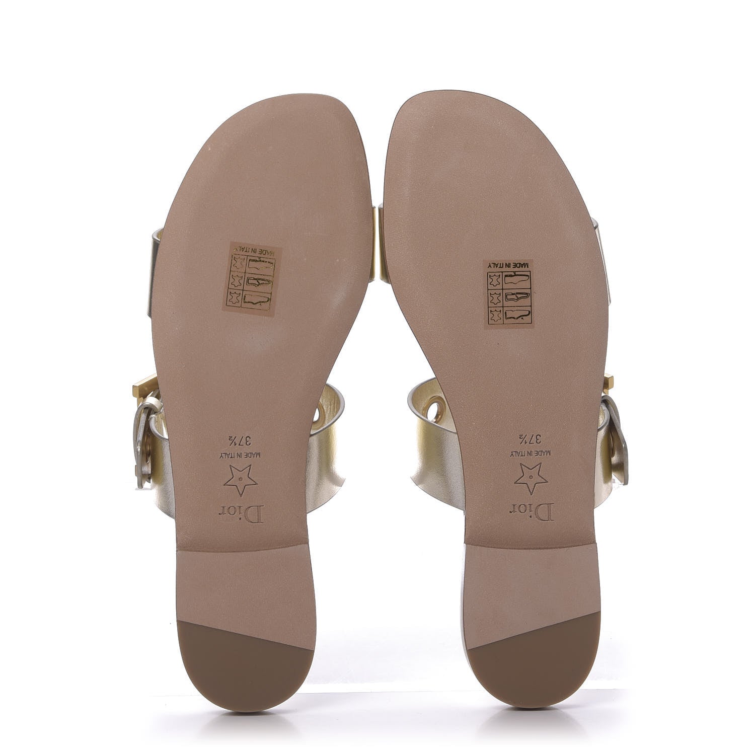 Christian Dior Laminated Calfskin D-Dior Slide Sandals 37.5 Pale Gold 7 of 12