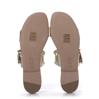 Christian Dior Laminated Calfskin D-Dior Slide Sandals 37.5 Pale Gold 7 of 12