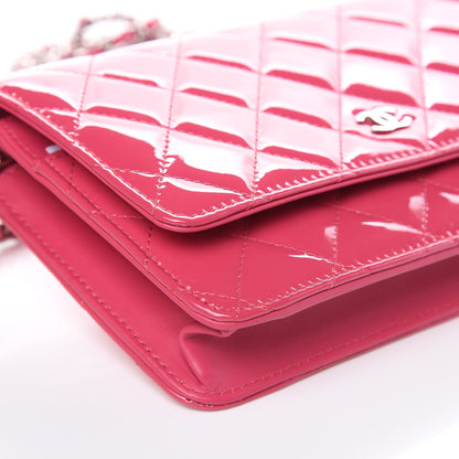 Chanel Patent Quilted Wallet On Chain WOC Fuchsia 10 of 11