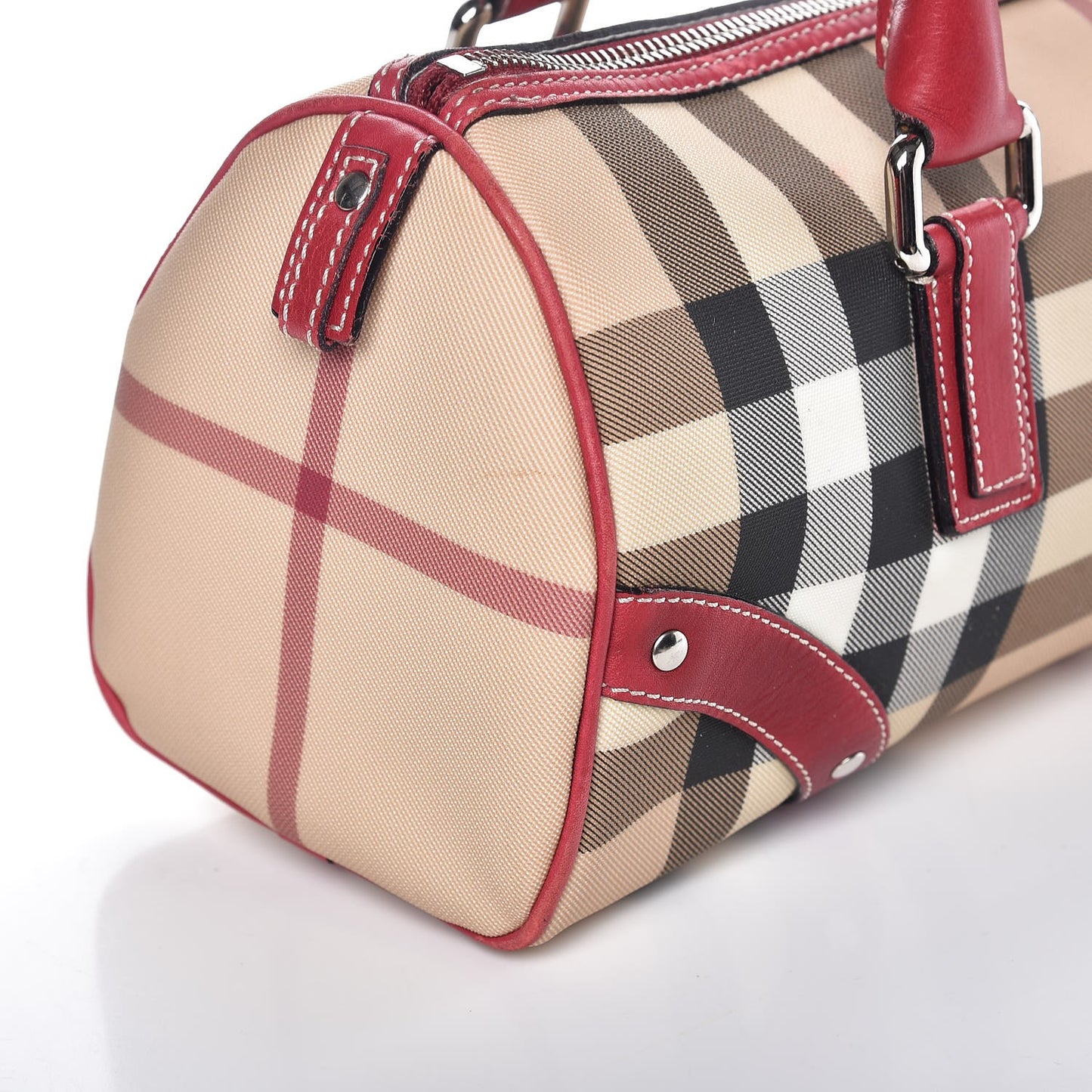 House Check Studded Satchel Red