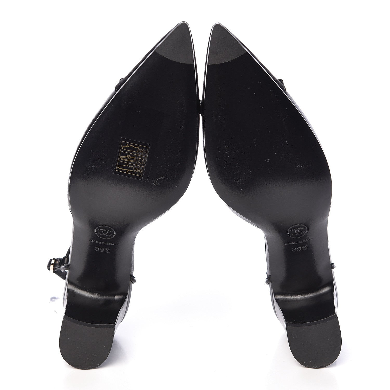 Chanel Lambskin Satin Slingback Cap Toe Bow Pumps 39.5 Black 9 of 9