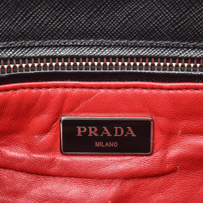 Prada Saffiano Small Galleria Double Zip Tote Black Talco 7 of 12