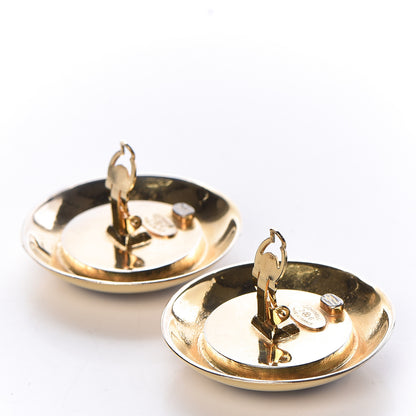 Chanel CC Clip On Earrings Black Gold 4 of 5