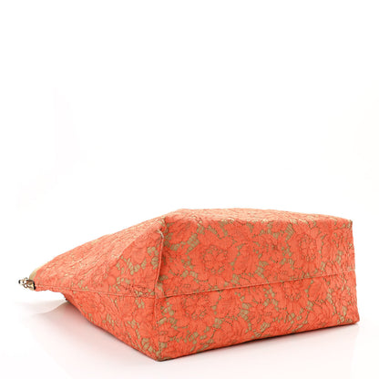 Valentino Garavani Canvas Glam Lace Reversible Tote Orange 3 of 9