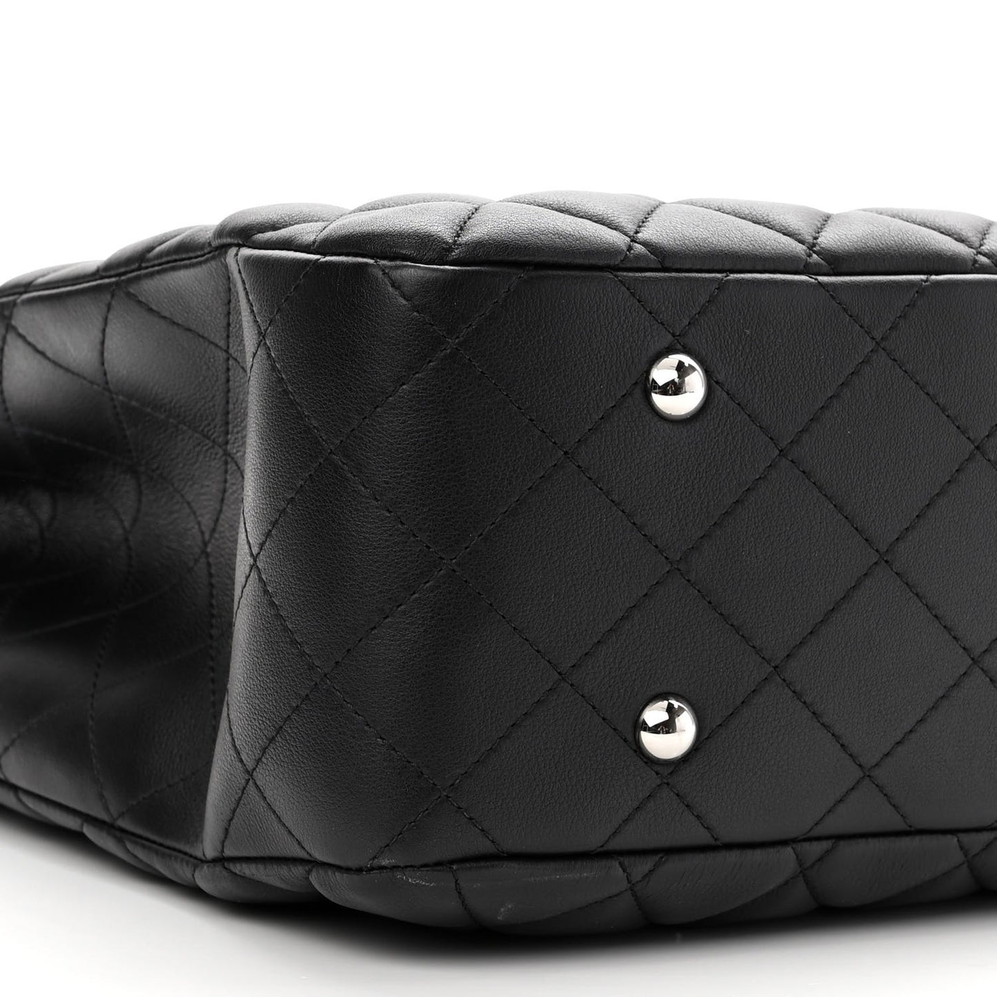 Calfskin Quilted Large Classic Shopping Tote Black