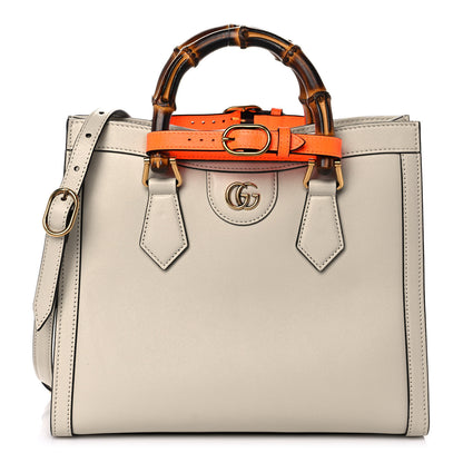 Gucci Wonka Grain Calfskin Small Diana Tote Bag Mystic White Orange Fluo 2 of 13