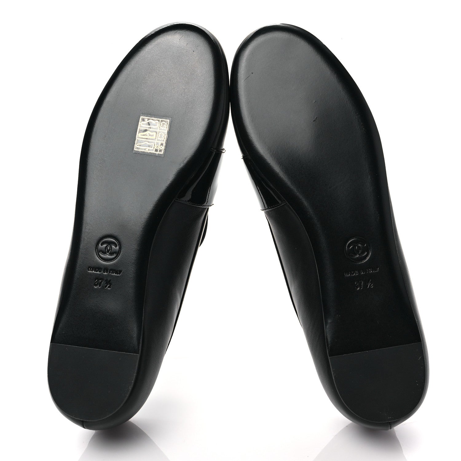 Chanel Patent Calfskin Lambskin Crystal CC Loafers 37.5 Black 5 of 9