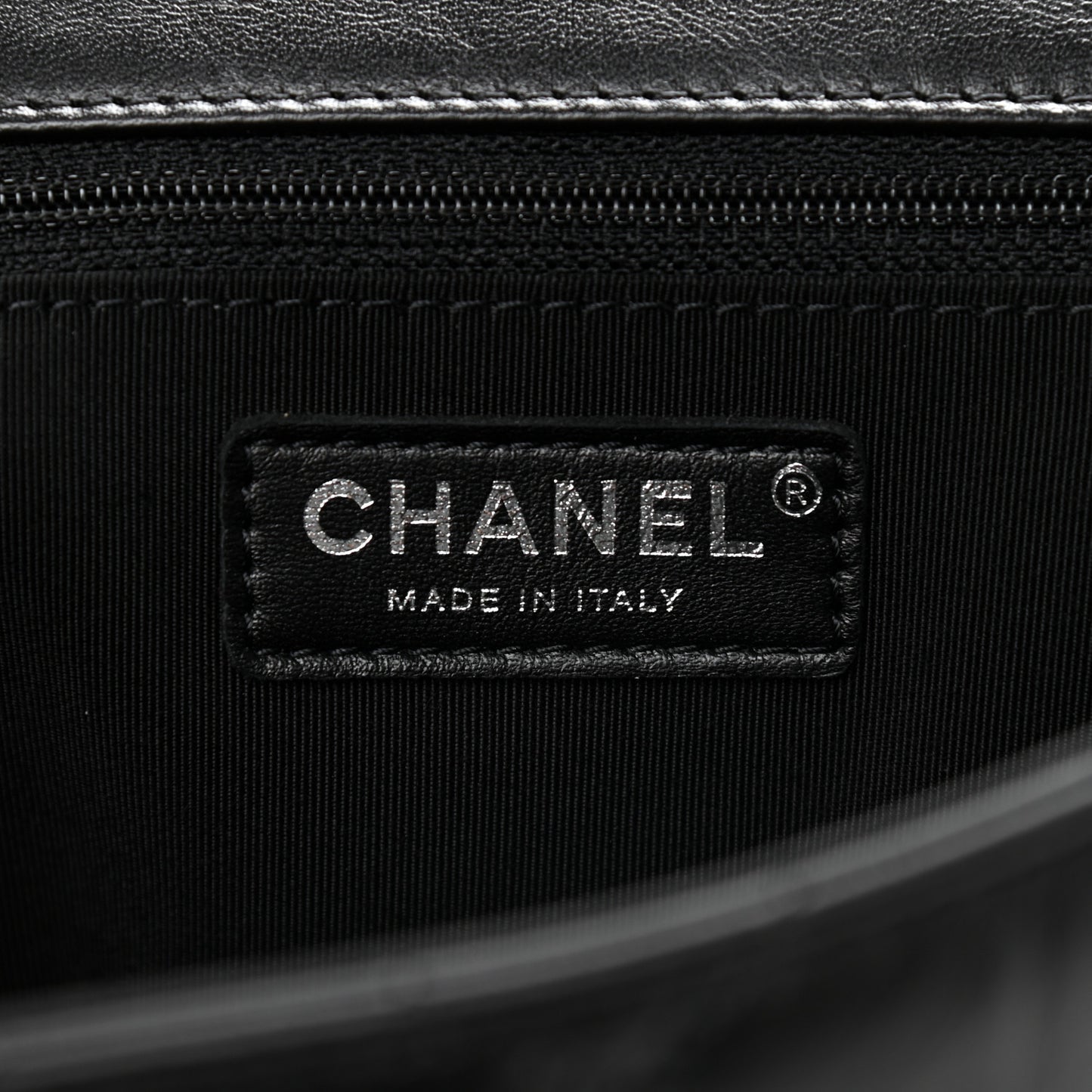 Crumpled Calfskin Quilted Large Chain All Over Flap Bag Black
