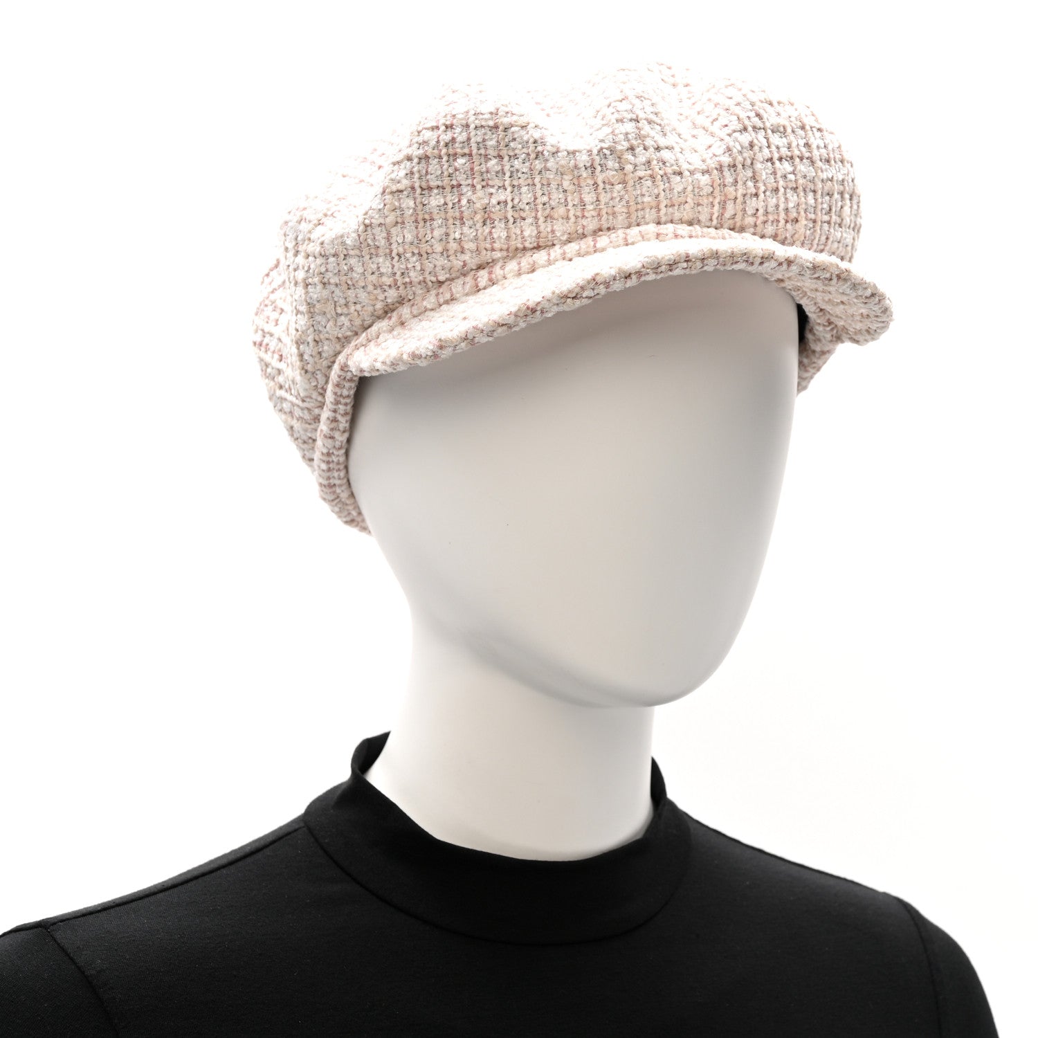 Chanel Cotton Tweed Newsboy Hat M Pink Ecru 2 of 10