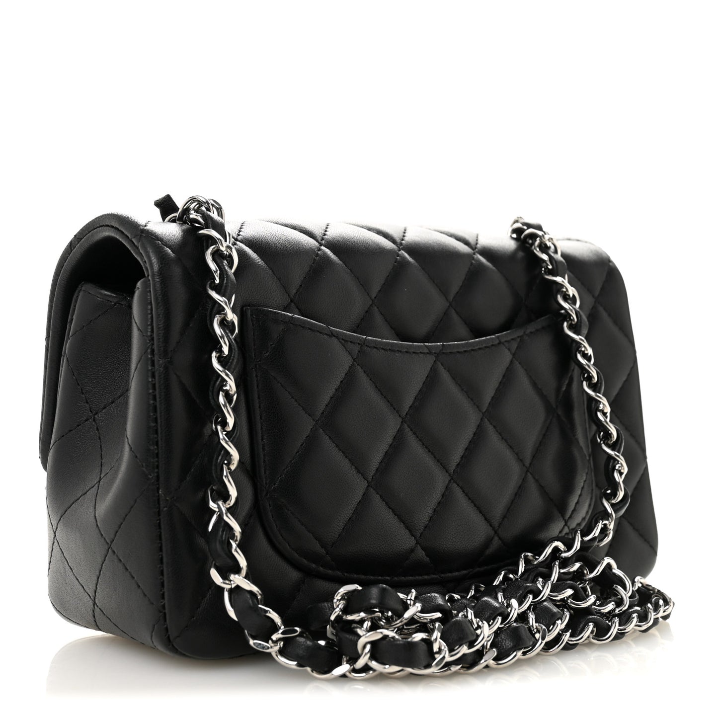 Lambskin Quilted Mini Rectangular Flap Black