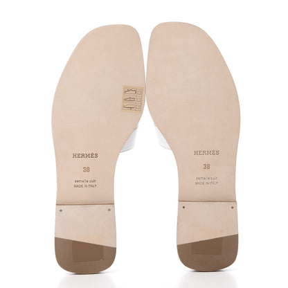 Hermes Box Calfskin Oran Sandals 38 White 5 of 7